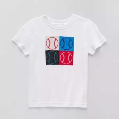 Okie Dokie Active Toddler & Little Boys Crew Neck Short Sleeve Regular Fit Graphic T-shirt In White