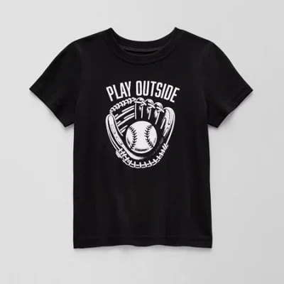 Okie Dokie Active Toddler & Little Boys Crew Neck Short Sleeve Regular Fit Graphic T-shirt In Black