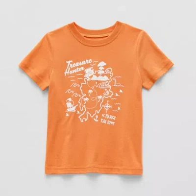 Okie Dokie Toddler & Little Boys Crew Neck Short Sleeve Regular Fit Graphic T-shirt In Orange