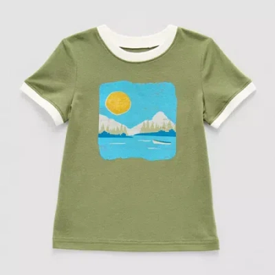 Okie Dokie Toddler & Little Boys Crew Neck Short Sleeve Graphic T-shirt In Green