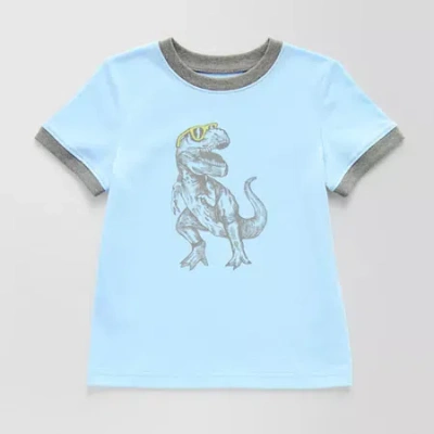 Okie Dokie Toddler & Little Boys Crew Neck Short Sleeve Graphic T-shirt In Blue