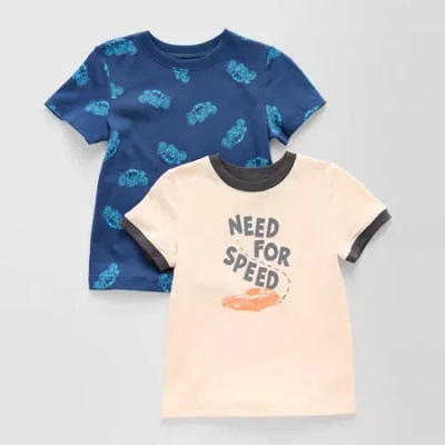 Okie Dokie Toddler & Little Boys Crew Neck Short Sleeve Regular Fit 2-pc. Graphic T-shirt In Blue