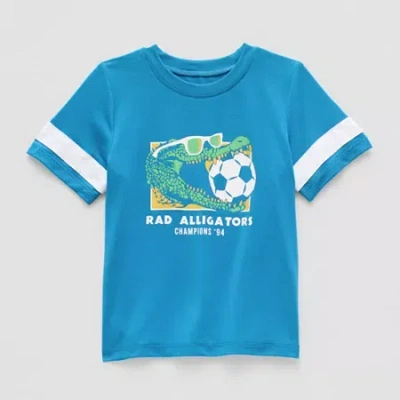 Okie Dokie Active Mesh Toddler & Little Boys Crew Neck Short Sleeve Regular Fit Graphic T-shirt In Blue