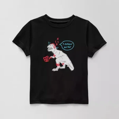 Okie Dokie Active Toddler & Little Boys Crew Neck Short Sleeve Regular Fit Graphic T-shirt In Black