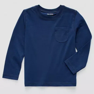 Okie Dokie Toddler & Little Boys Crew Neck Long Sleeve T-shirt In Blue