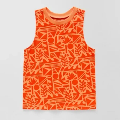 Okie Dokie Toddler & Little Boys Crew Neck Sleeveless Tank Top In Orange