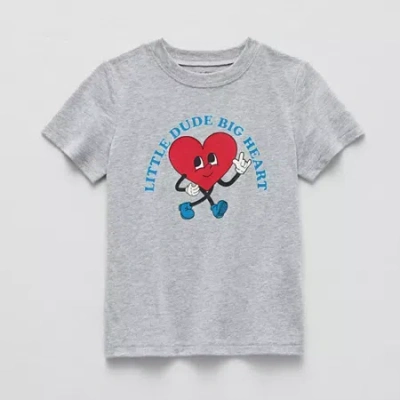 Okie Dokie Toddler & Little Boys Crew Neck Short Sleeve Regular Fit Graphic T-shirt In Gray