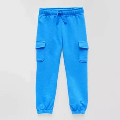 Okie Dokie Cargo Toddler & Little Boys Cuffed Regular Fit French Terry Jogger Pant In Blue