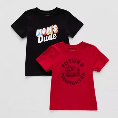 Okie Dokie Toddler & Little Boys Crew Neck Short Sleeve Regular Fit 2-pc. Graphic T-shirt In Black