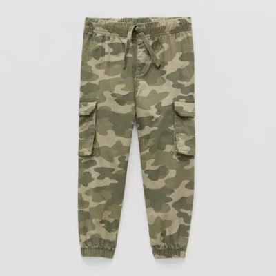 Okie Dokie Toddler & Little Boys Adjustable Waist Cinched Cargo Pant In Green