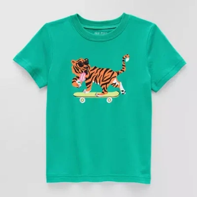 Okie Dokie Toddler & Little Boys Crew Neck Short Sleeve Regular Fit Graphic T-shirt In Green