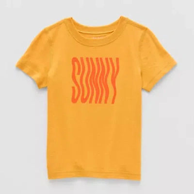 Okie Dokie Toddler & Little Boys Easy-on + Easy-off Sensory Friendly Crew Neck Short Sleeve Adaptive Graphic T- In Yellow