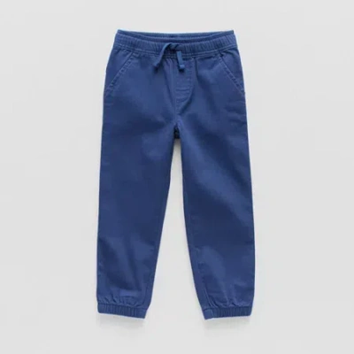 Okie Dokie Twill Toddler & Little Boys Drawstring Waist Straight Regular Fit Jogger Pant In Blue