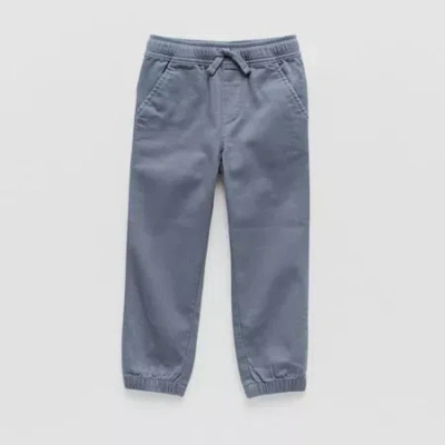 Okie Dokie Twill Toddler & Little Boys Drawstring Waist Straight Regular Fit Jogger Pant In Gray