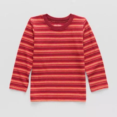 Okie Dokie Toddler & Little Boys Crew Neck Long Sleeve T-shirt In Red