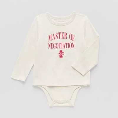 Okie Dokie Toddler Boys Adjustable Features Bodysuit Closure Adaptive Crew Neck Long Sleeve Bodysuit In Sand