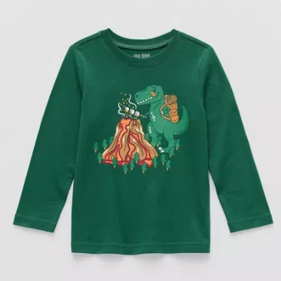 Okie Dokie Toddler & Little Boys Crew Neck Long Sleeve Regular Fit Graphic T-shirt In Green