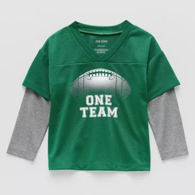 Okie Dokie Toddler & Little Boys V Neck Long Sleeve Graphic T-shirt In Green