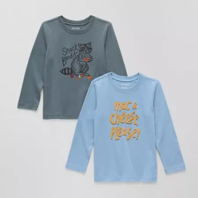 Okie Dokie Toddler & Little Boys Crew Neck Long Sleeve Regular Fit 2-pc. Graphic T-shirt In Blue