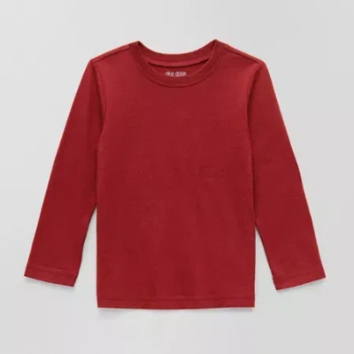 Okie Dokie Toddler & Little Boys Crew Neck Long Sleeve T-shirt In Red