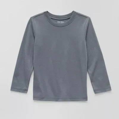 Okie Dokie Toddler & Little Boys Crew Neck Long Sleeve T-shirt In Gray
