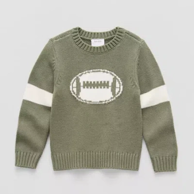 Okie Dokie Toddler & Little Boys Crew Neck Long Sleeve Pullover Sweater In Green