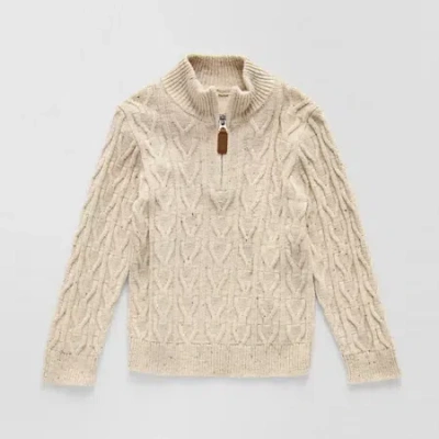 Okie Dokie Boys Mock Neck Long Sleeve Quarter-zip Pullover Sweater In Sand