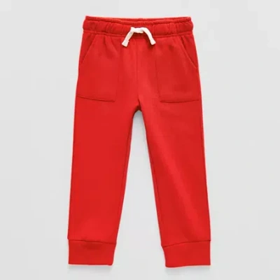 Okie Dokie Toddler & Little Boys Cuffed Regular Fit Fleece Jogger Pant In Red