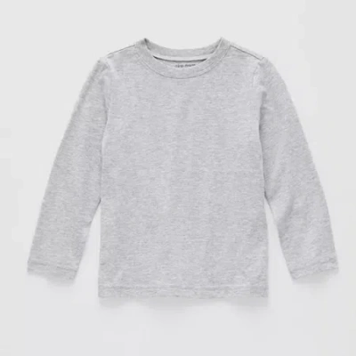 Okie Dokie Toddler & Little Boys Crew Neck Long Sleeve T-shirt In Gray