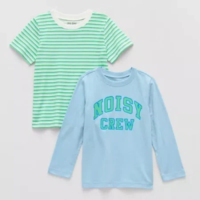 Okie Dokie Toddler & Little Boys Crew Neck Short Sleeve Regular Fit 2-pc. Graphic T-shirt In Blue