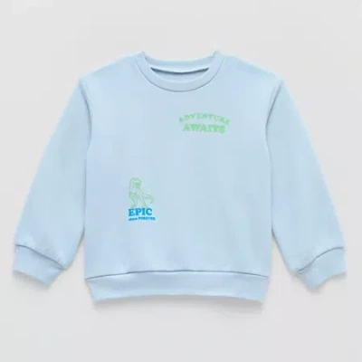 Okie Dokie Toddler & Little Boys Crew Neck Fleece Long Sleeve Sweatshirt In Blue