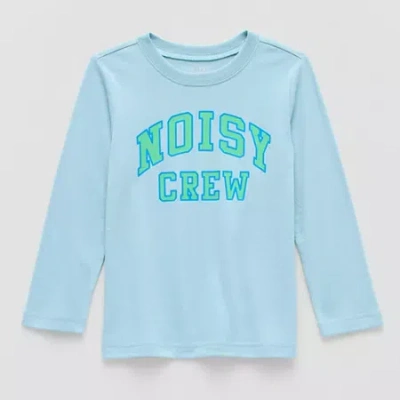 Okie Dokie Toddler & Little Boys Crew Neck Long Sleeve Regular Fit Graphic T-shirt In Blue