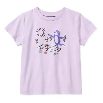Okie Dokie Toddler & Little Girls Round Neck Short Sleeve Regular Fit Graphic T-shirt In Purple