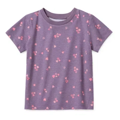 Okie Dokie Toddler Girls Round Neck Short Sleeve Regular Fit Graphic T-shirt In Purple