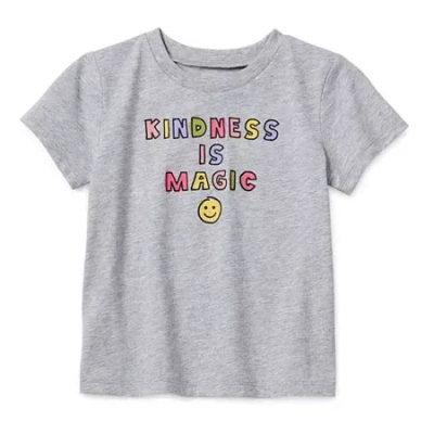 Okie Dokie Toddler & Little Girls Round Neck Short Sleeve Regular Fit Graphic T-shirt In Gray