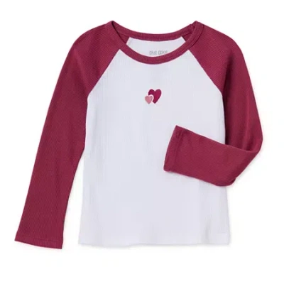 Okie Dokie Toddler & Little Girls Crew Neck Long Sleeve Regular Fit Graphic T-shirt In Pink
