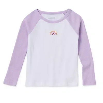 Okie Dokie Toddler & Little Girls Crew Neck Long Sleeve Regular Fit Graphic T-shirt In Purple