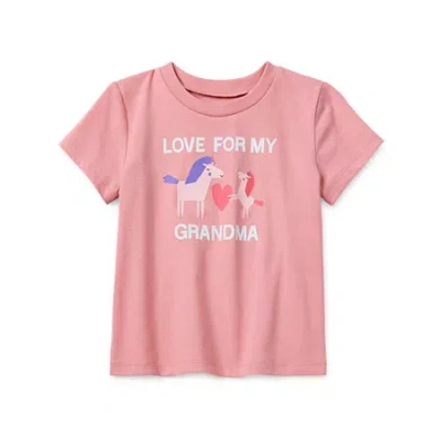 Okie Dokie Toddler & Little Girls Round Neck Short Sleeve Regular Fit Graphic T-shirt In Pink