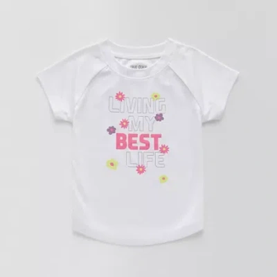 Okie Dokie Active Toddler & Little Girls Round Neck Short Sleeve Regular Fit Graphic T-shirt In White