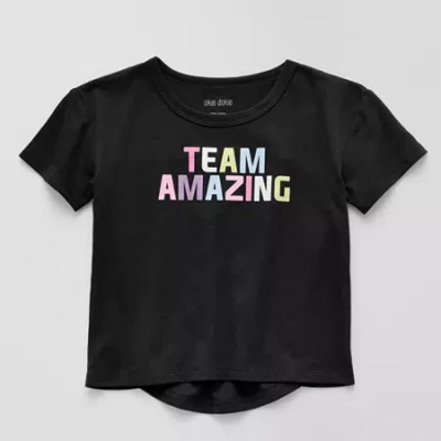 Okie Dokie Active Toddler & Little Girls Round Neck Short Sleeve Regular Fit Graphic T-shirt In Black