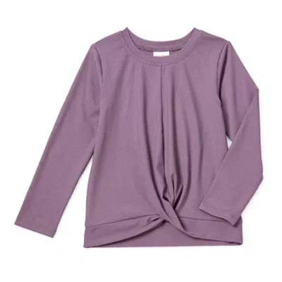 Okie Dokie Active Toddler & Little Girls Round Neck Long Sleeve T-shirt In Purple