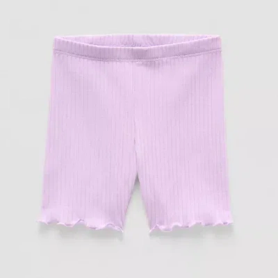 Okie Dokie Rib-knit Lettuce-edge Toddler & Little Girls Bike Short In Purple