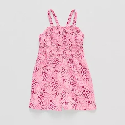 Okie Dokie Toddler & Little Girls Sleeveless Floral Romper In Pink