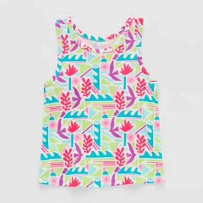 Okie Dokie Toddler & Little Girls U Neck Sleeveless Active Tank Top In White