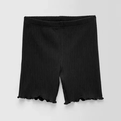 Okie Dokie Rib-knit Lettuce-edge Toddler & Little Girls Bike Short In Black