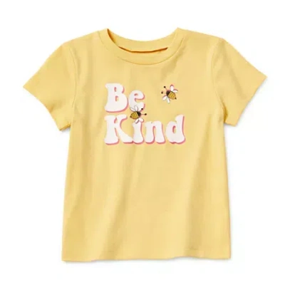 Okie Dokie Toddler & Little Girls Round Neck Short Sleeve Regular Fit Graphic T-shirt In Yellow