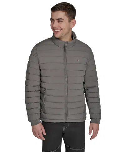 Champion Men's Quilted Long-sleeve Jacket In Gray