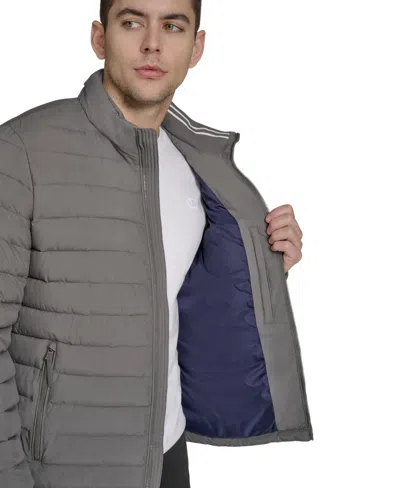 Champion Men's Quilted Long-sleeve Jacket In Gray