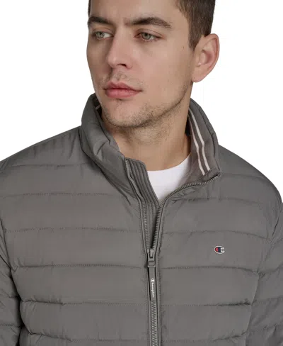 Champion Men's Quilted Long-sleeve Jacket In Gray