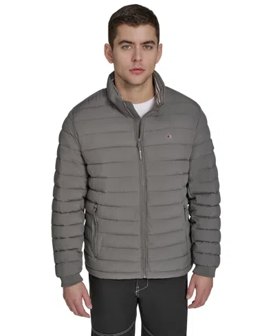 Champion Men's Quilted Long-sleeve Jacket In Gray
